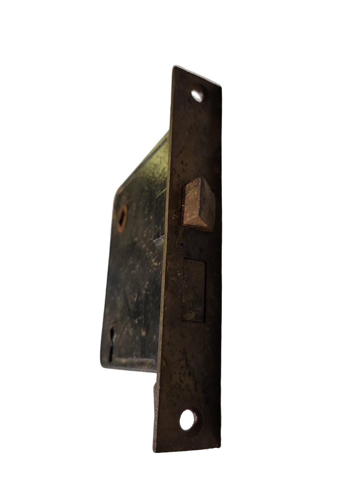 Large Antique Mortise Lock Case – 3 ⅝" H x 3 ⅝" D