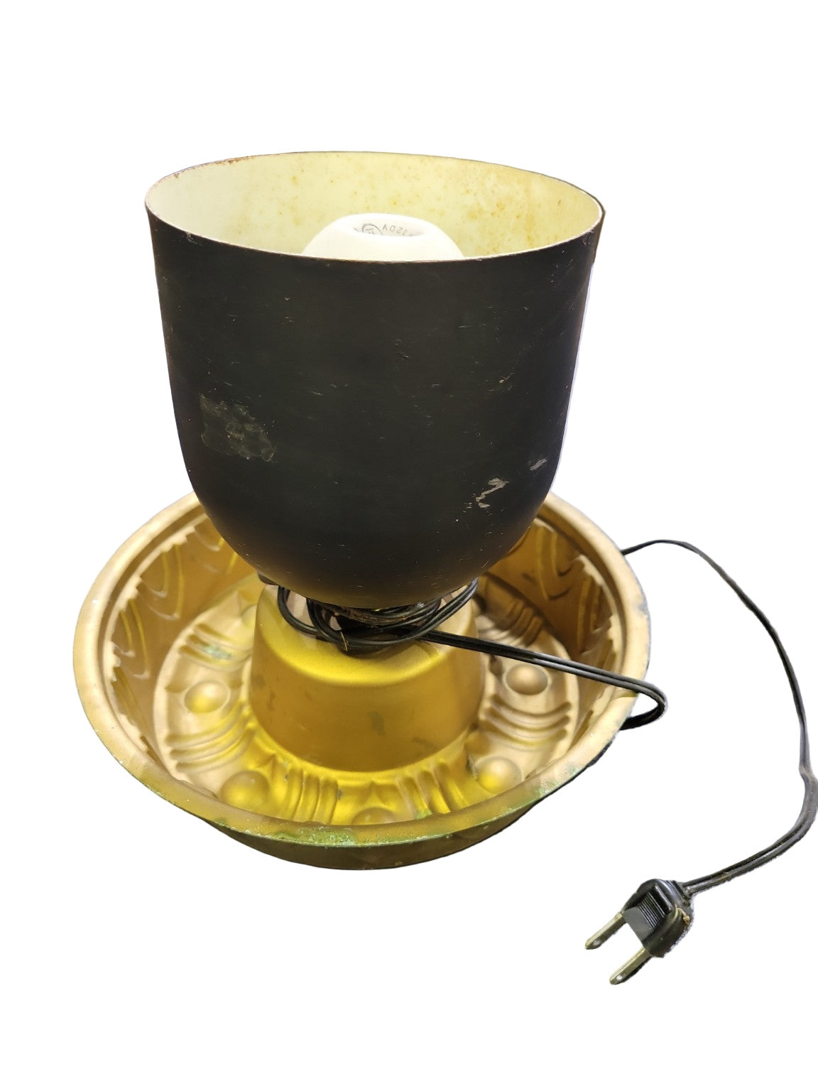 Vintage Cast Metal Uplight Fixture – Art Deco – 8¾″ Ø x 8½″ H