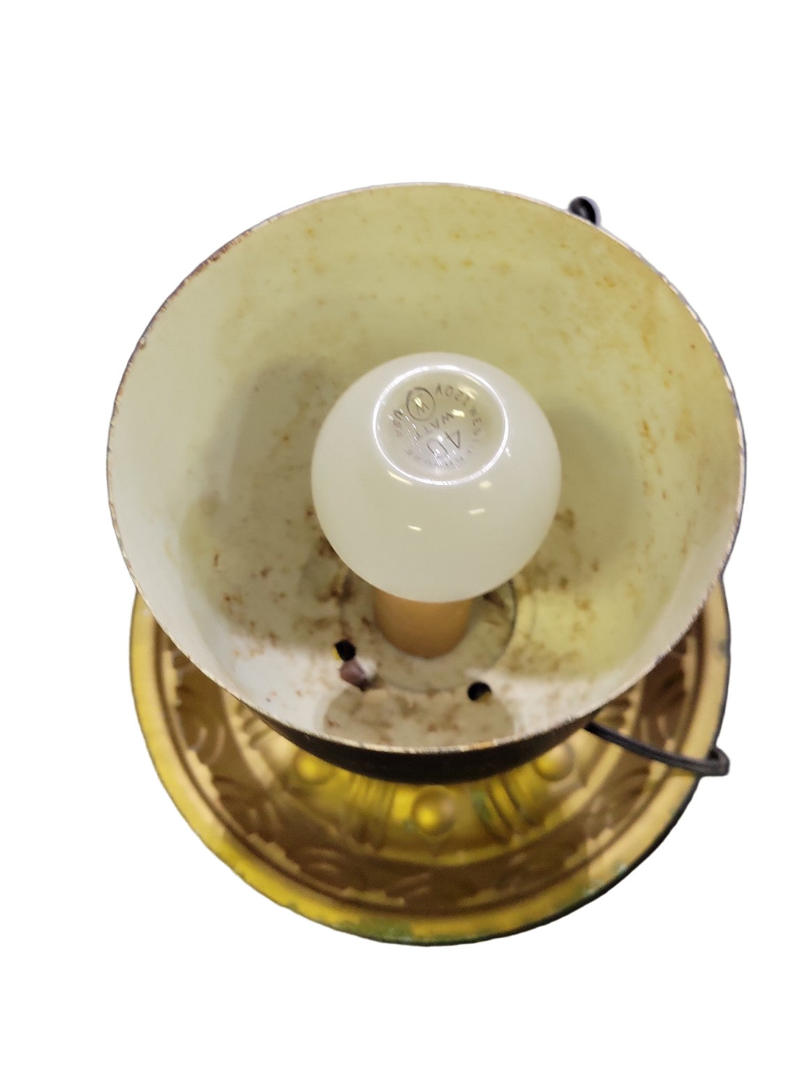 Vintage Cast Metal Uplight Fixture – Art Deco – 8¾″ Ø x 8½″ H