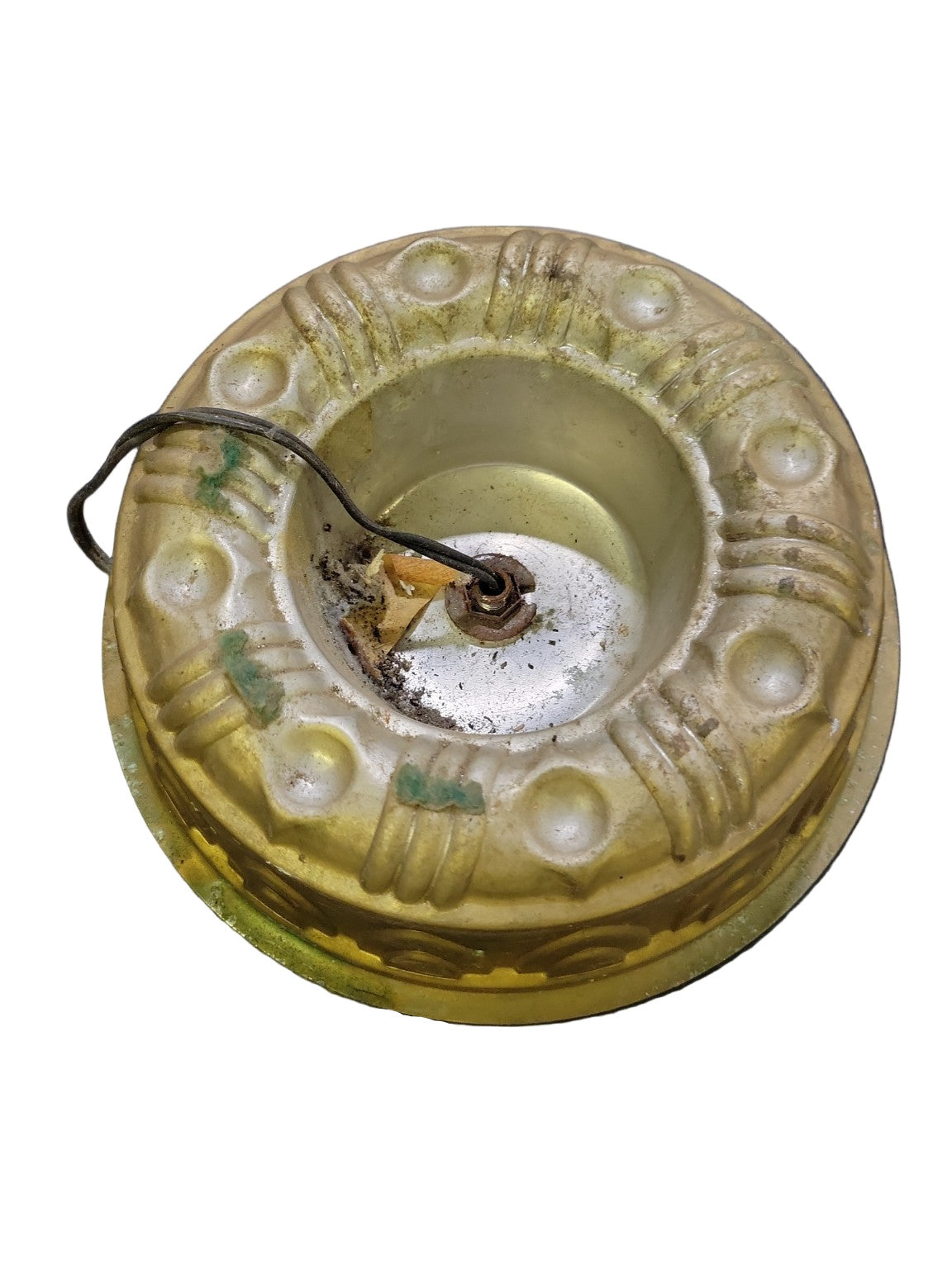 Vintage Cast Metal Uplight Fixture – Art Deco – 8¾″ Ø x 8½″ H