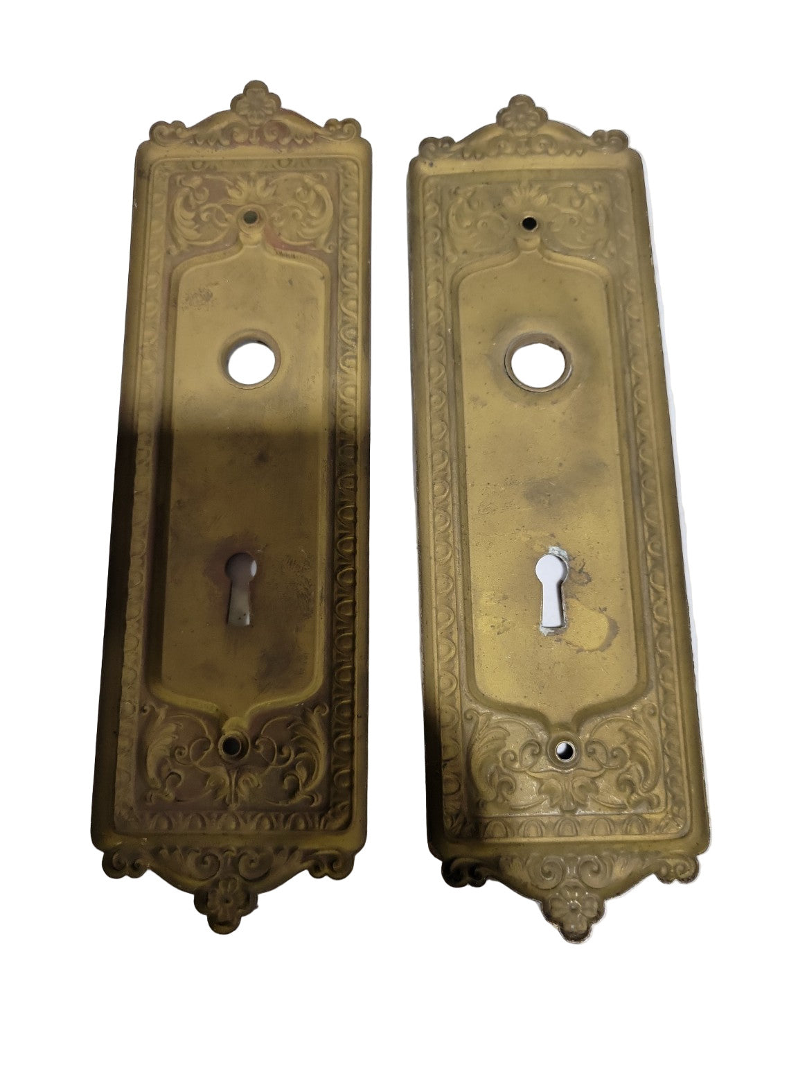 Pair of Antique Cast Brass Backplates – Victorian Classical Revival Style