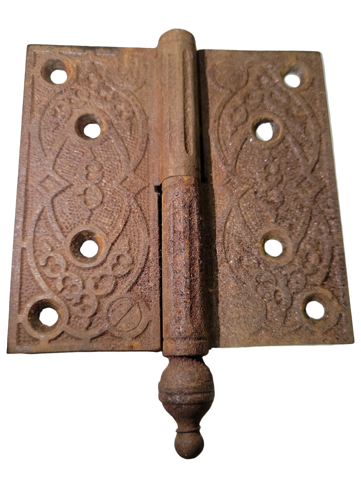 Pair of Antique 4" Cast Iron Steeple Tip Hinges – Ornate Victorian Design