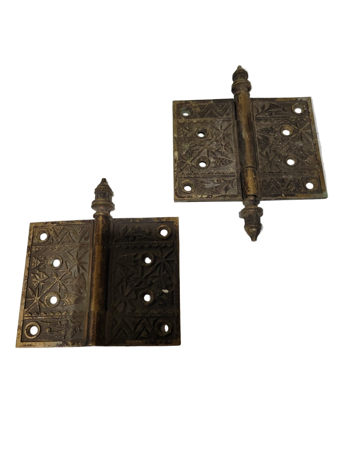 Pair of Antique 5 Cast Brass Steeple Tip Hinges – Eastlake Pattern