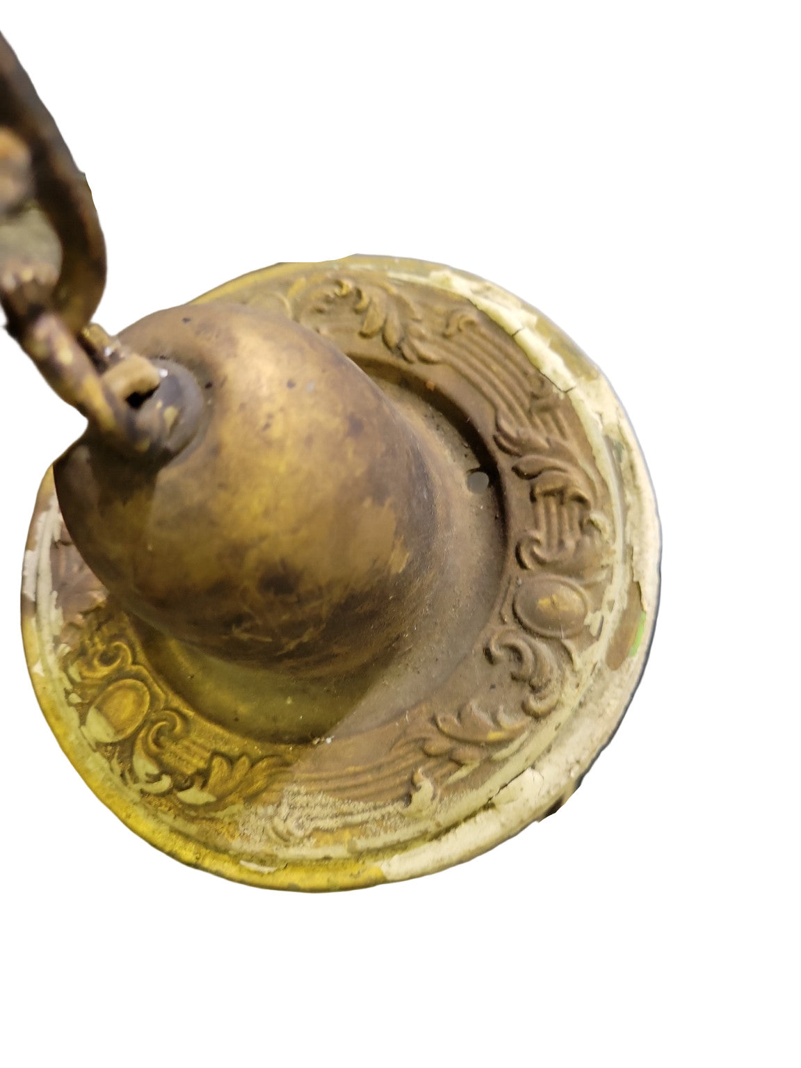 Antique 3-Light Brass Pan Chandelier – Ornate Cast Detailing