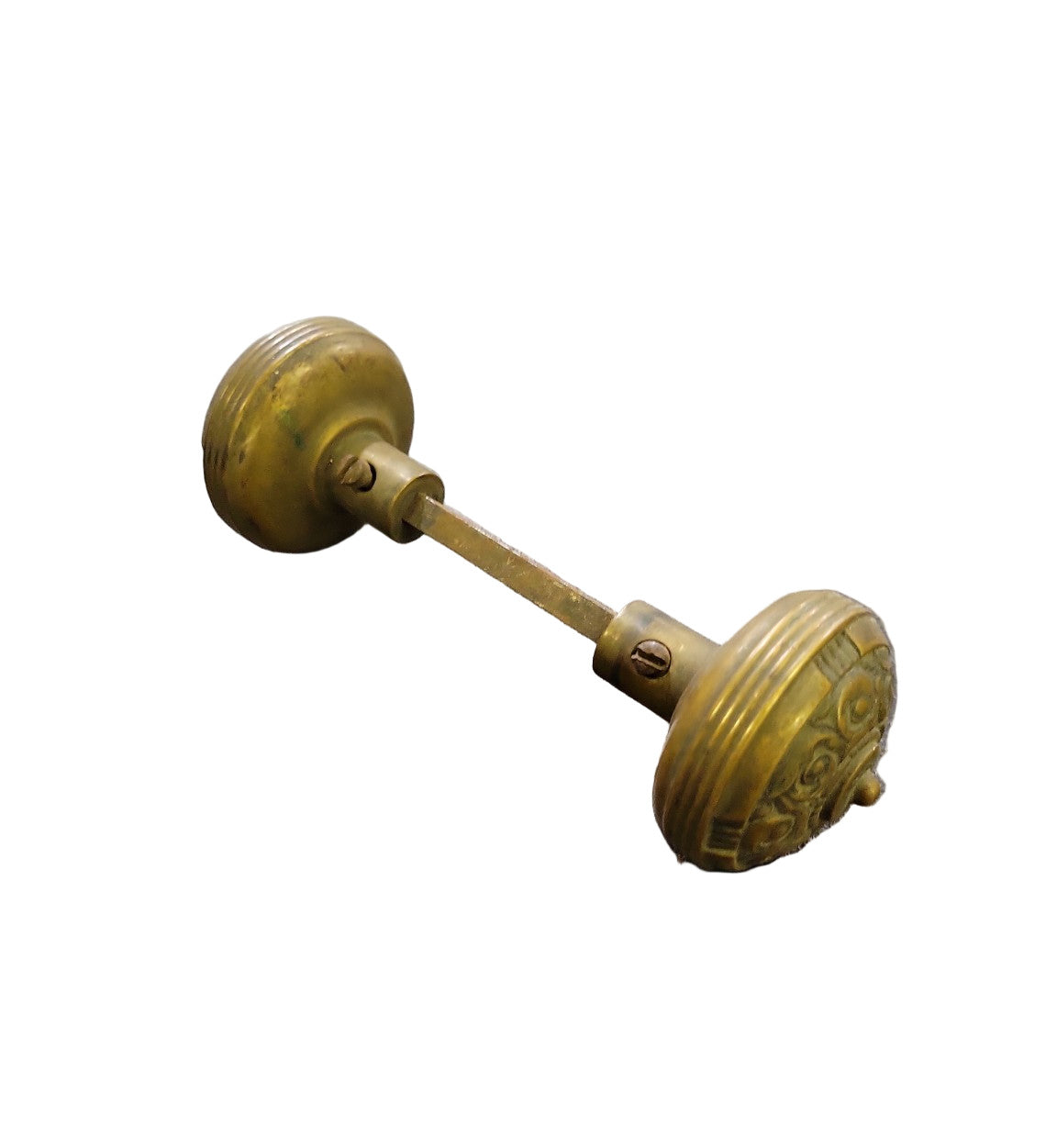 Antique Ornate Brass Door Knob Set – Rosette & Scroll Motif – Mallory Wheeler Co.