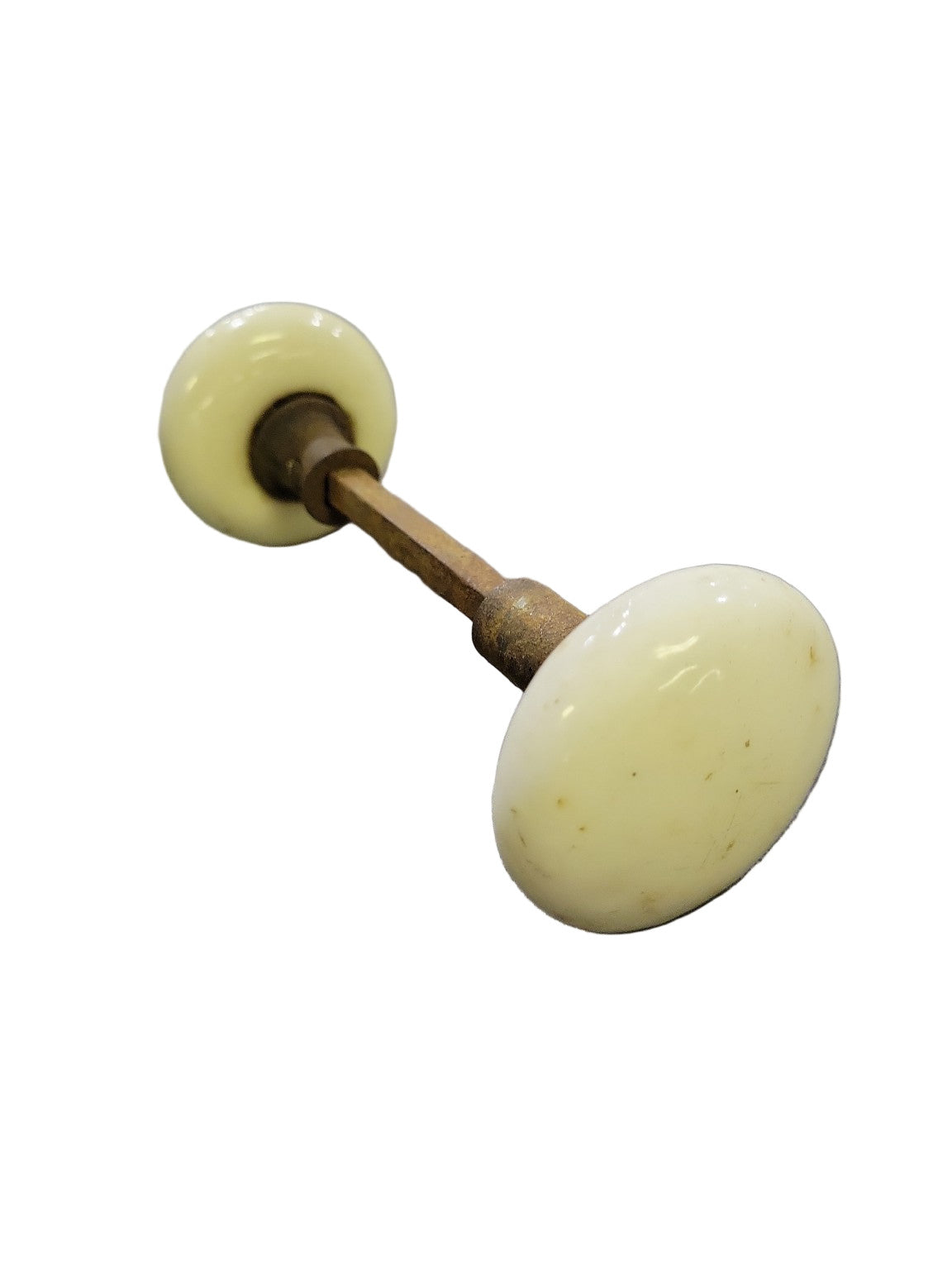 Antique White Porcelain Door Knob Set – Iron Spindle