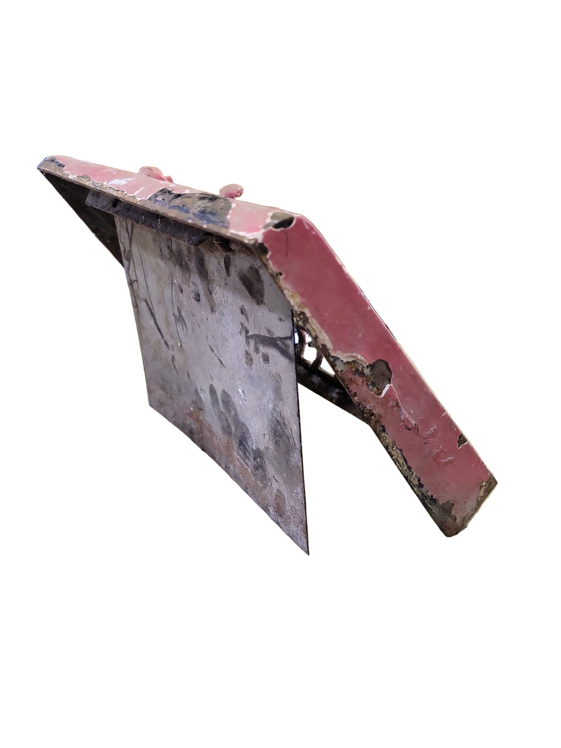 Antique Cast Iron Floor Register with Damper – Scroll Pattern, Painted Pink