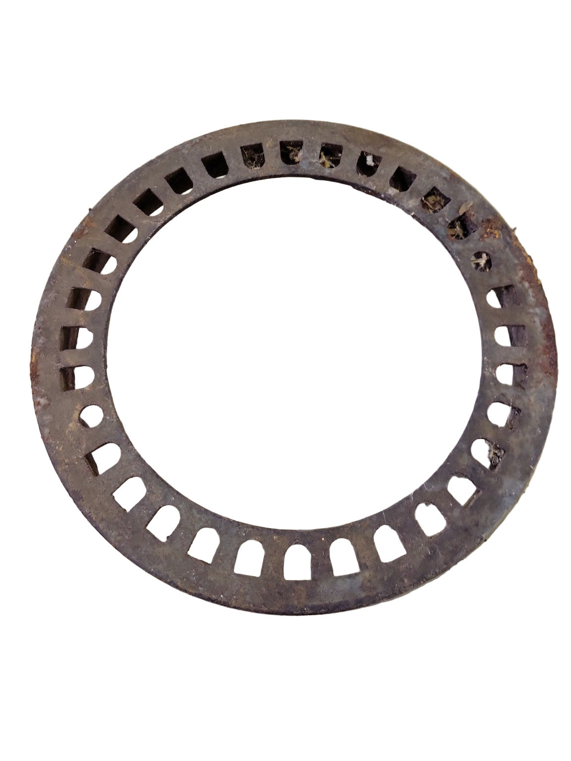 Antique Round Cast Iron Floor Register Trim Ring – Slotted Vent Pattern