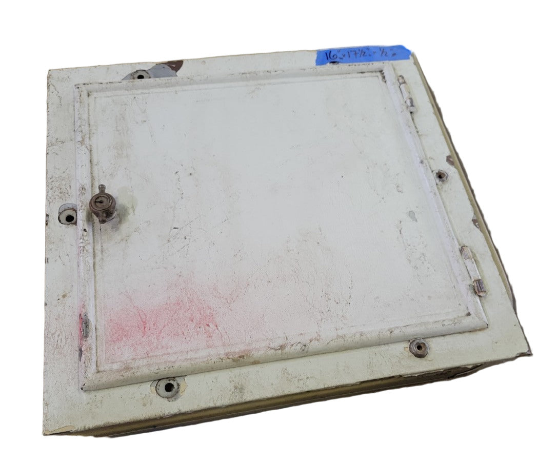 Vintage Metal Wall Access Panel – Painted Steel with Turn-Latch Closure