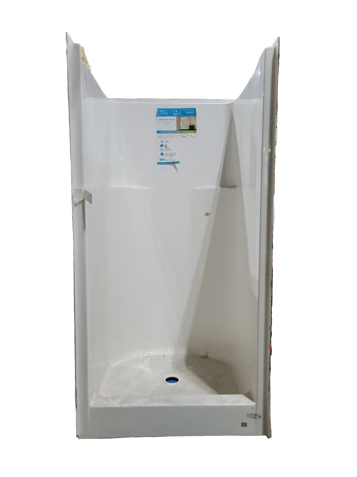 Aquatic 1363C-WH One-Piece Shower Stall – 36" x 36" Center Drain