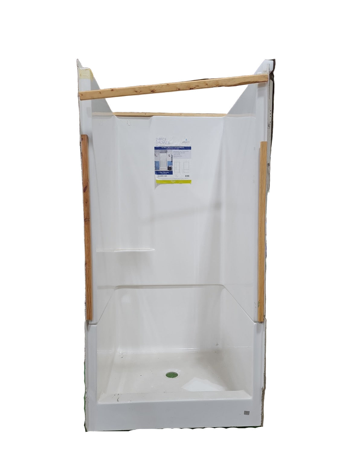 Aquatic 13632PPC-WH 2-Piece Shower Stall – 36" x 36" Center Drain