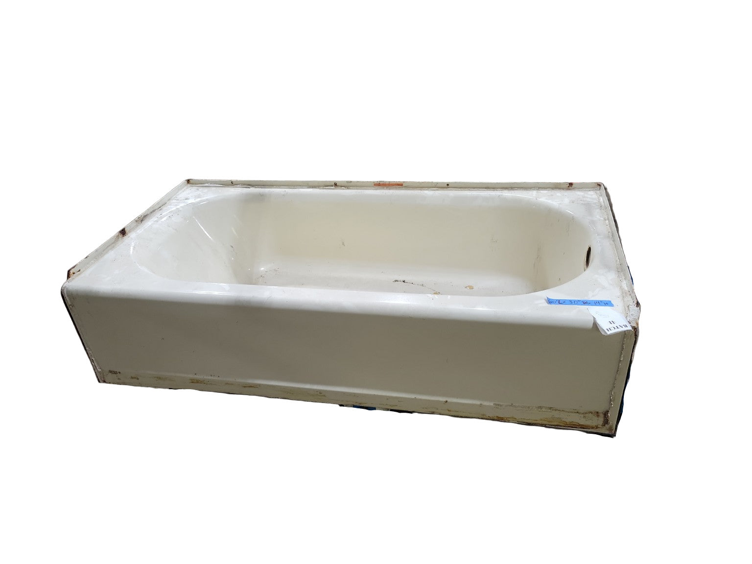 Salvaged Cast Iron Alcove Bathtub – 60" x 30" x 14"