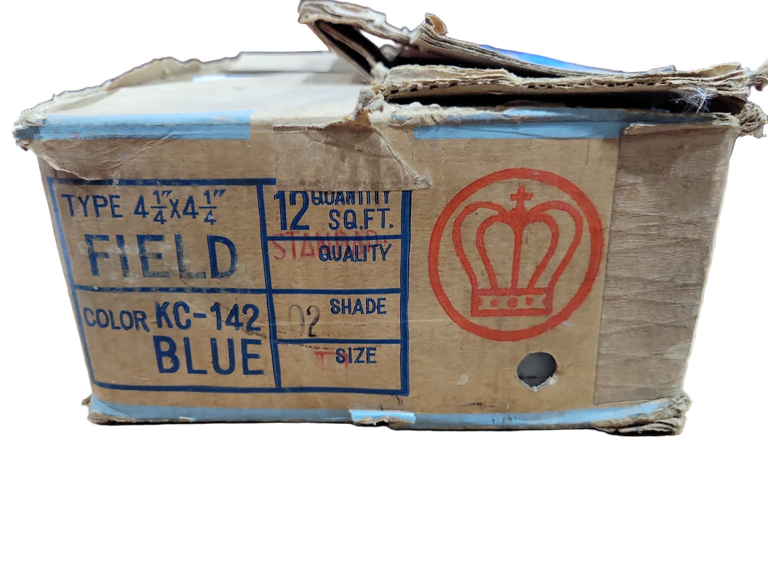 Vintage Crown Tile Box – 90 Ceramic Tiles, Blue & White Mix