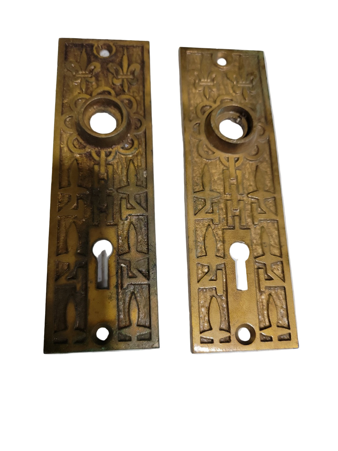 Antique Brass Door Plates – Mallory Wheeler Co. Gothic Revival Pair