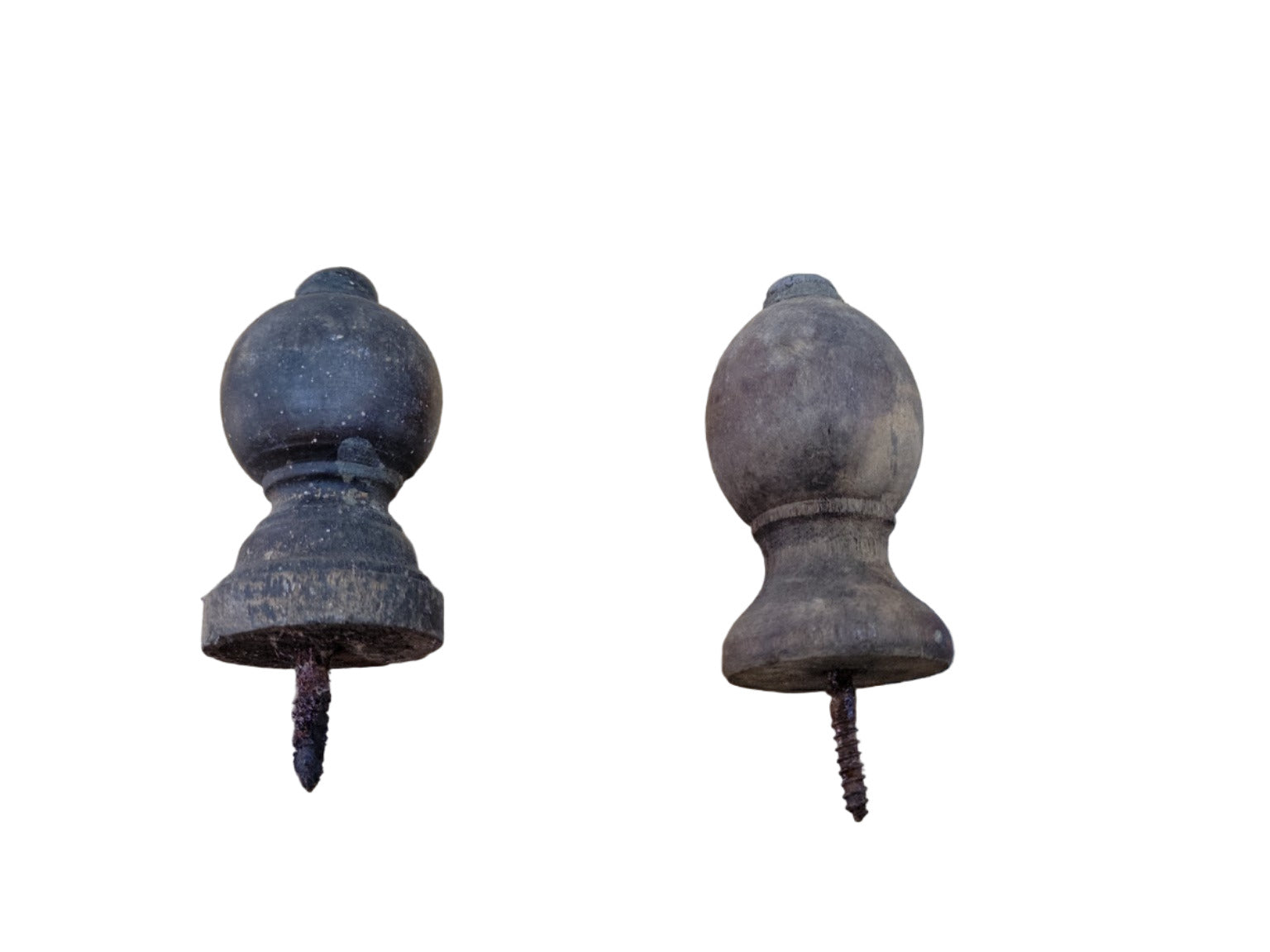 Pair of Salvaged Wood Finials with Mounting Screws