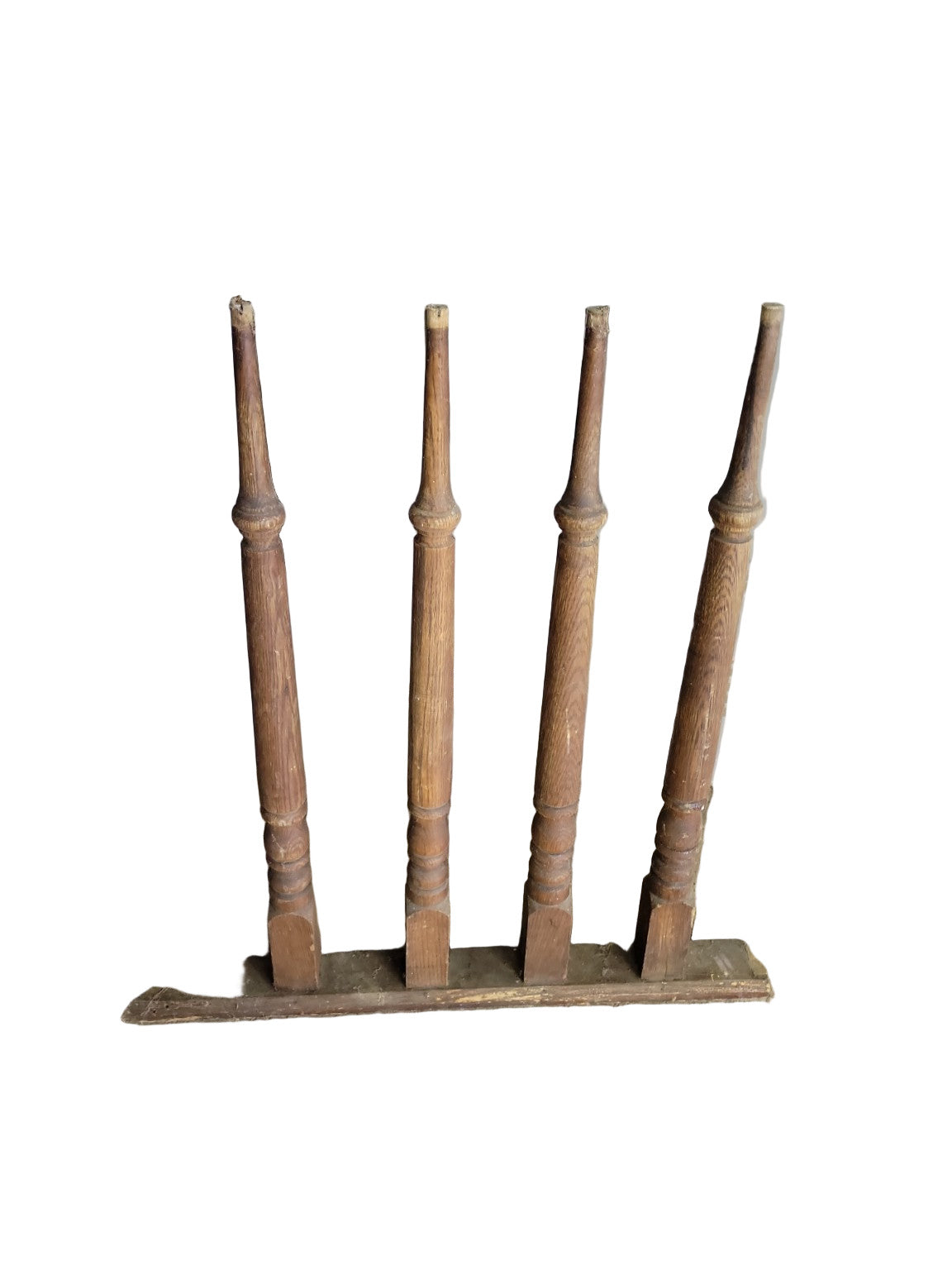 Vintage Turned Oak Spindles – Set of 4