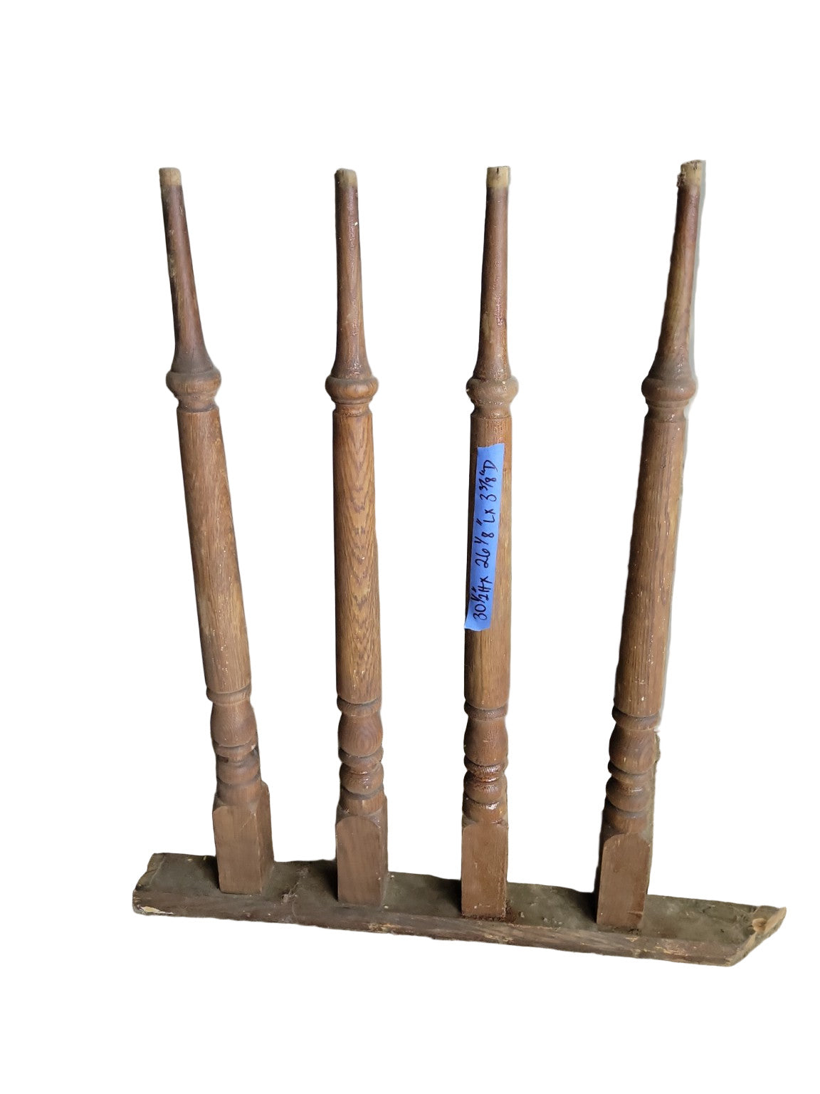 Vintage Turned Oak Spindles – Set of 4