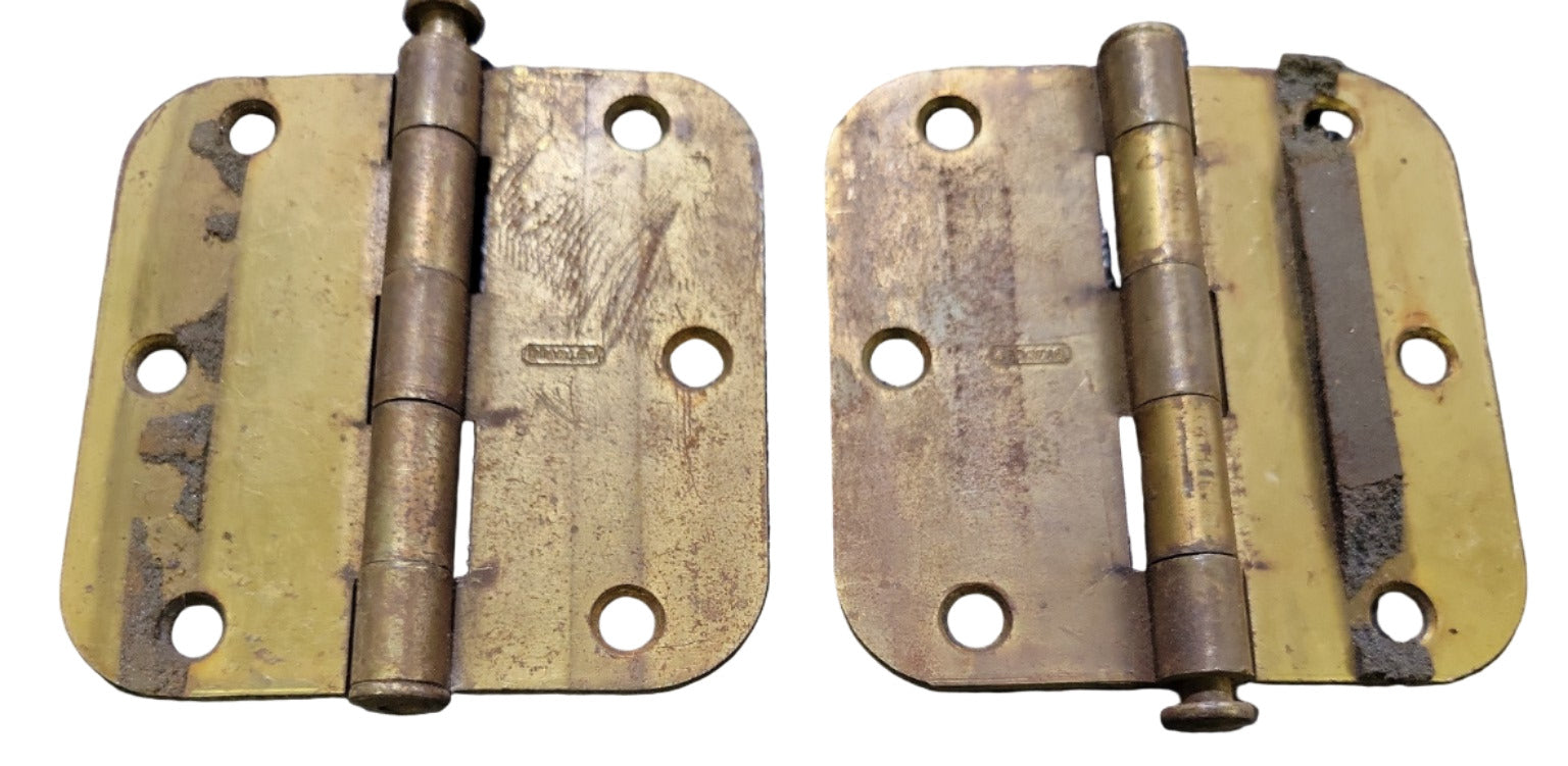 Pair of Vintage Stanley Brass Hinges – 3 ½" x 3 ½"