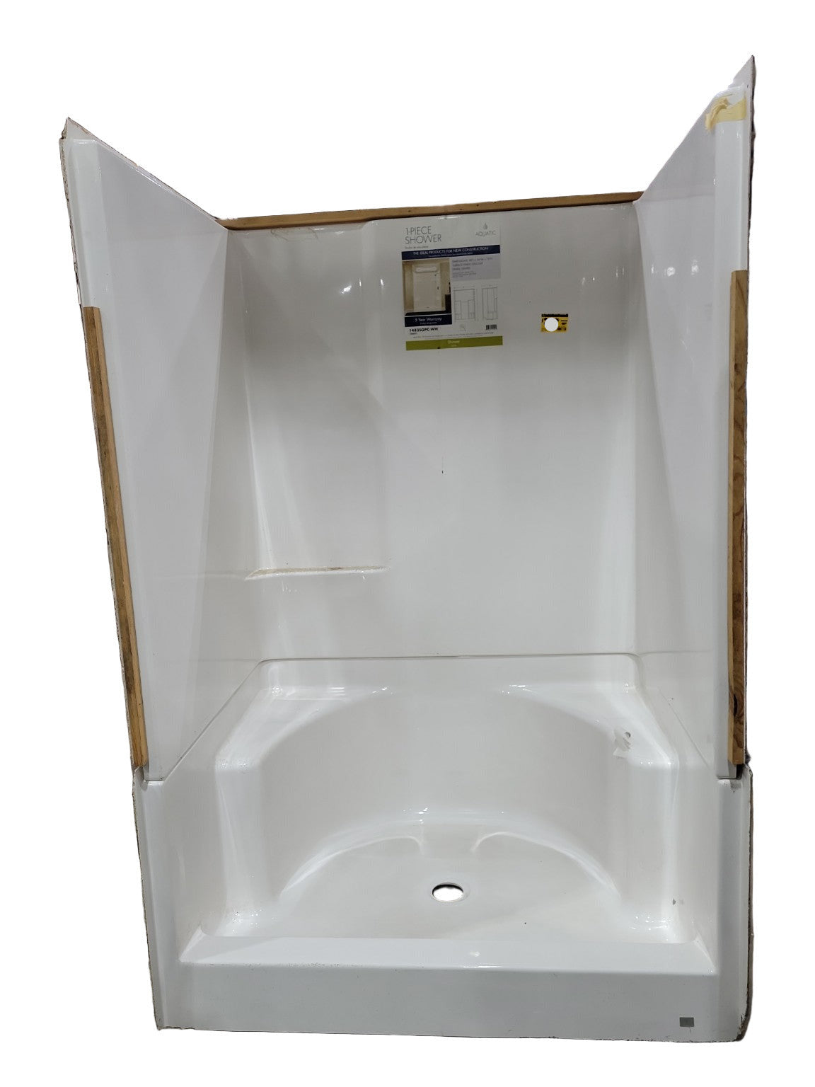 Aquatic 2-Piece Gelcoat Shower Kit with Dual Seats & Shelf – 48" x 34" x 72"