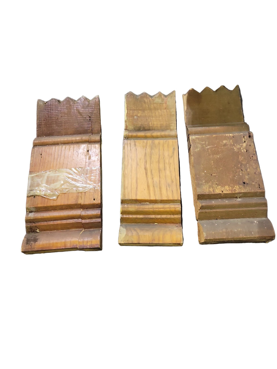 Victorian Wood Plinth Blocks – Cracked, Restorable Condition– Single Piece