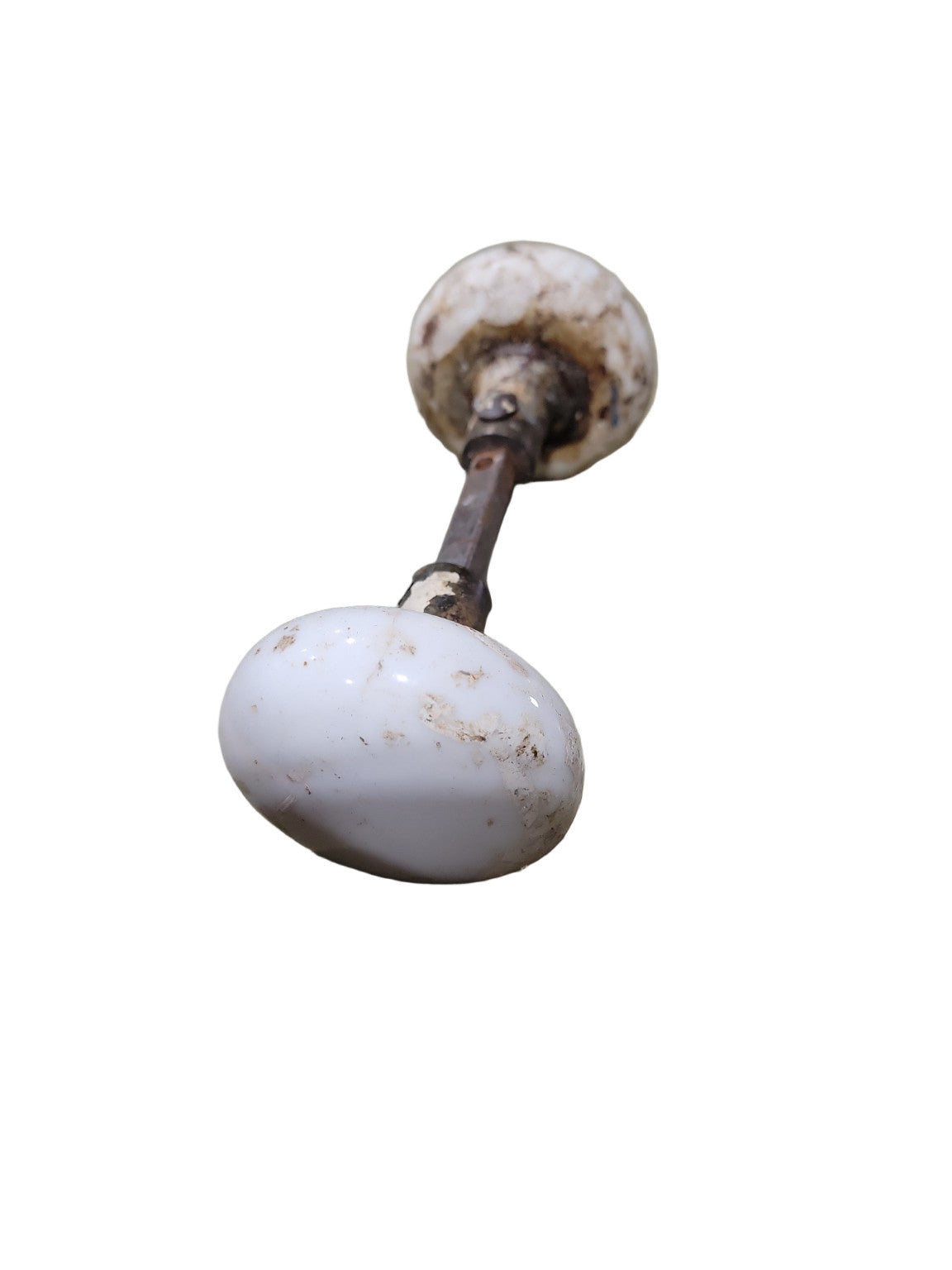 Antique White Porcelain Doorknob Set with Spindle – 2 ¼"