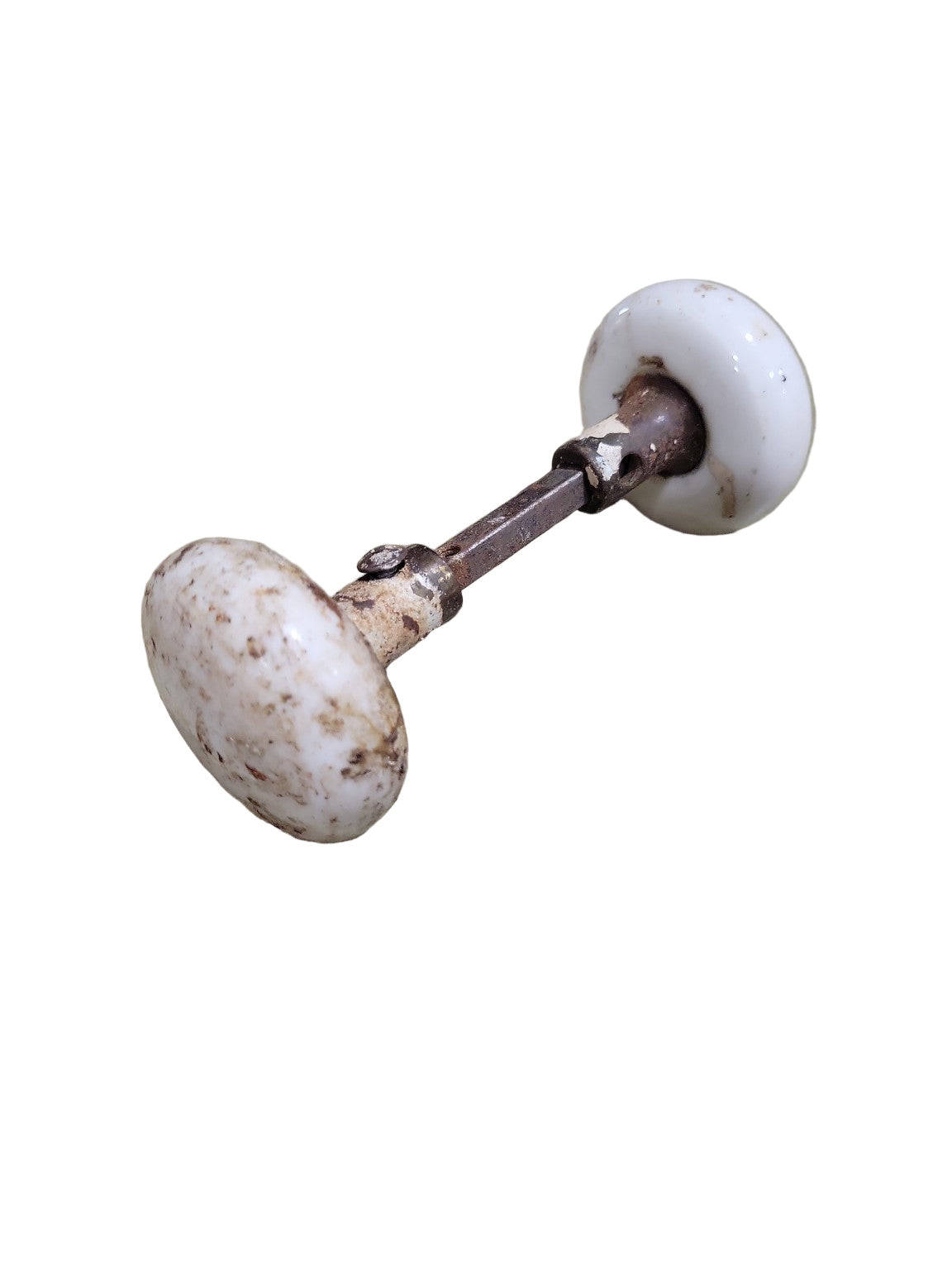 Antique White Porcelain Doorknob Set with Spindle – 2 ¼"
