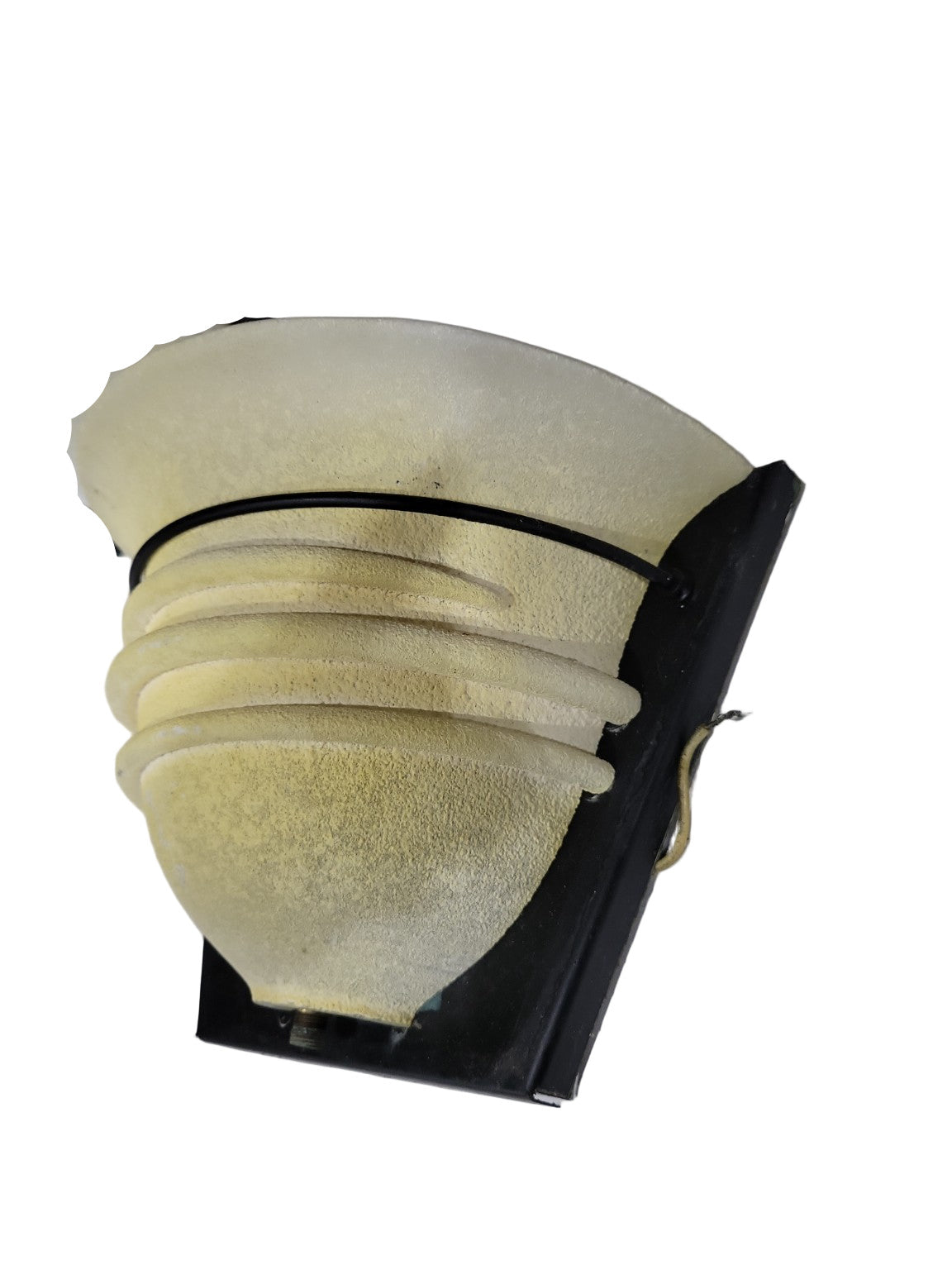Art Deco Style Wall Sconce – Tiered Frosted Glass with Black Base (As-Is)