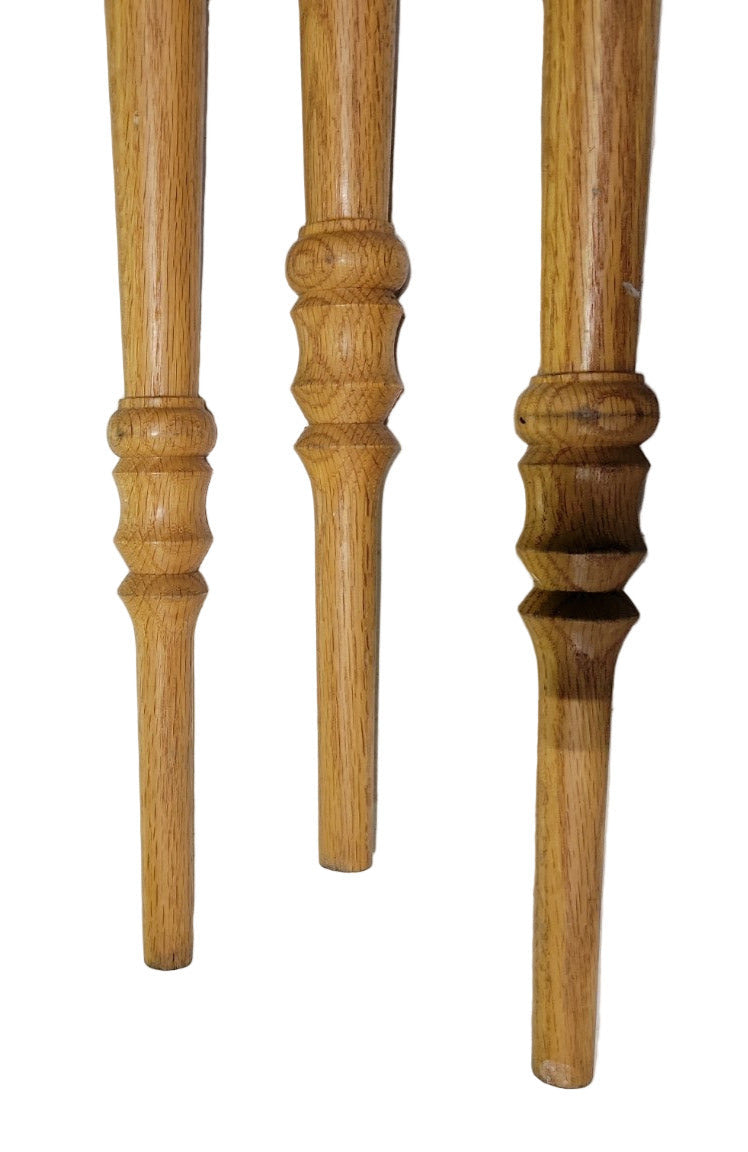 Lot of 3 Turned Oak Stair Spindles – Assorted Lengths