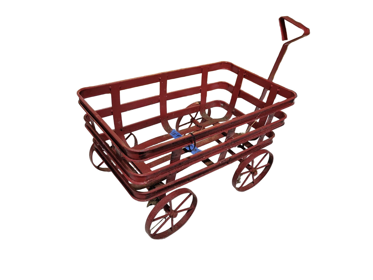 Vintage Red Metal Toy Wagon Cart – Open Frame Design