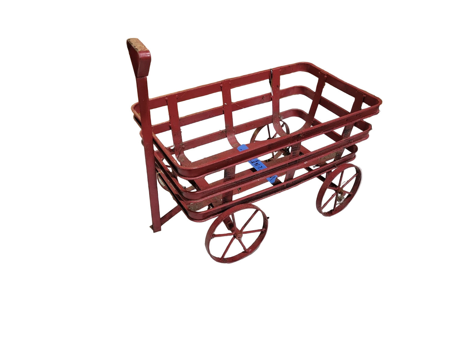 Vintage Red Metal Toy Wagon Cart – Open Frame Design