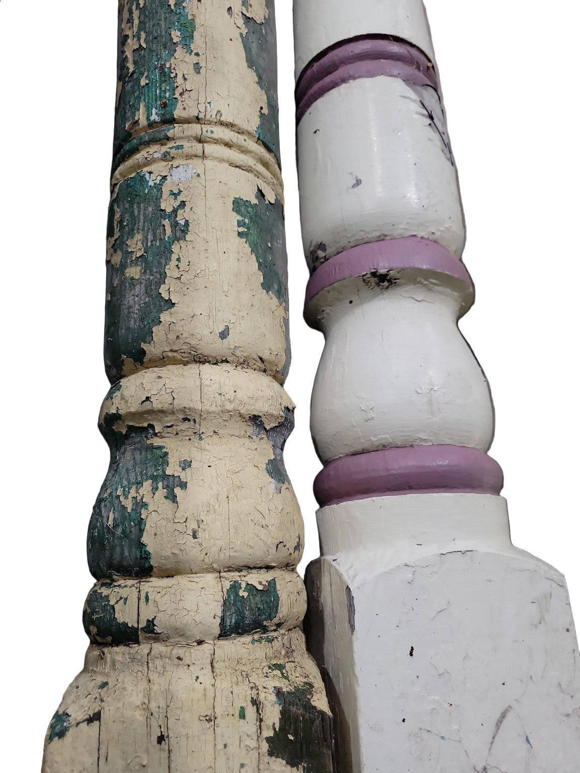 Salvaged Turned Porch Column – 90 ⅜" Tall, Chippy Paint Finish