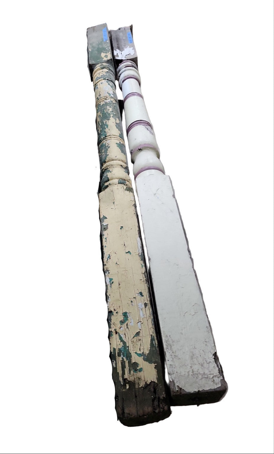 Salvaged Turned Porch Column – 90 ⅜" Tall, Chippy Paint Finish