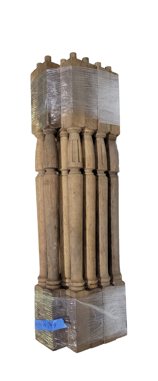 Lot of 18 Carved Wood Spindles – 30" x 1 ¾" x 1 ¾"