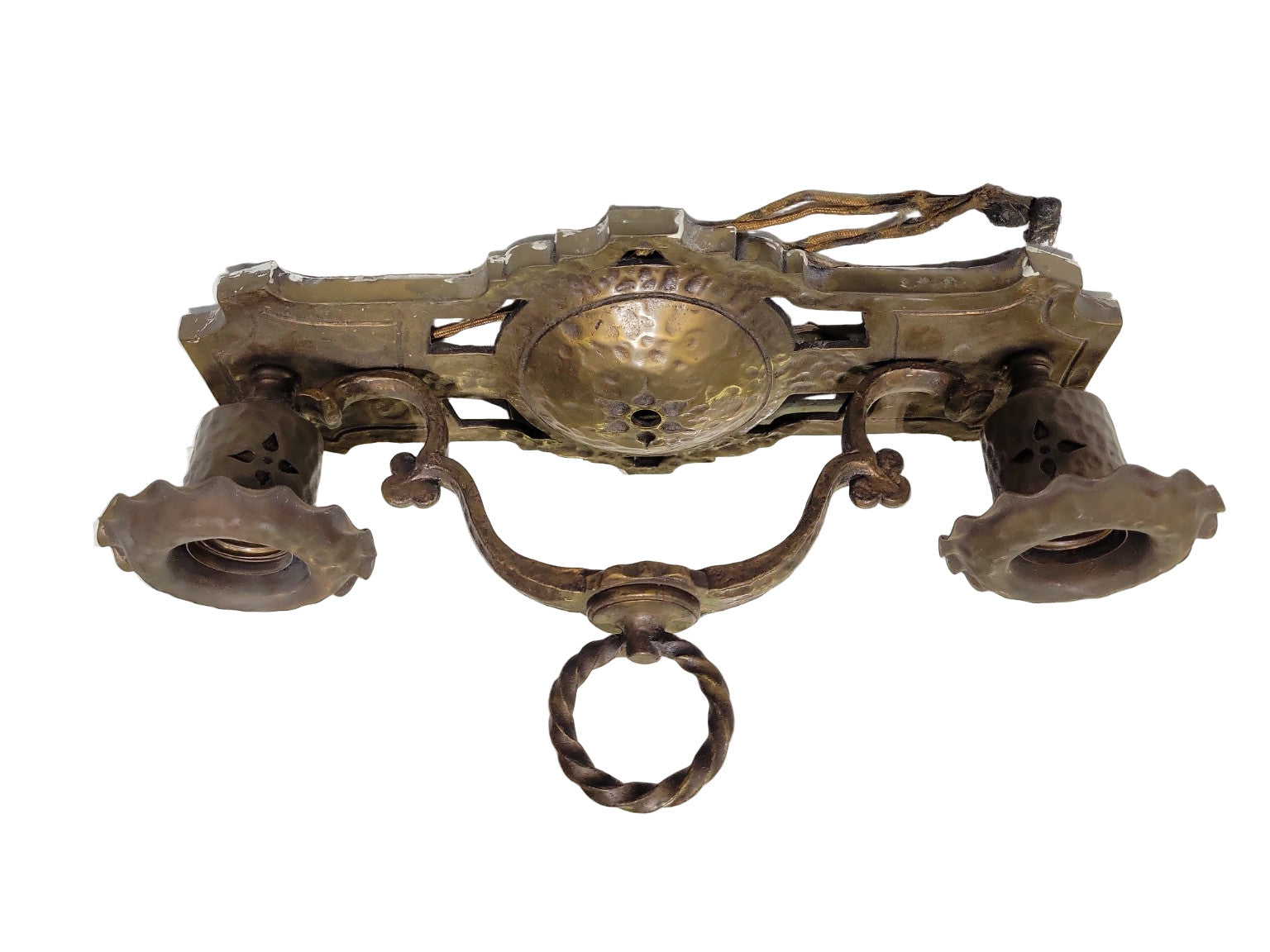 Art Nouveau Ceiling Light Fixture – Hammered Brass by Sterner Arts Co.