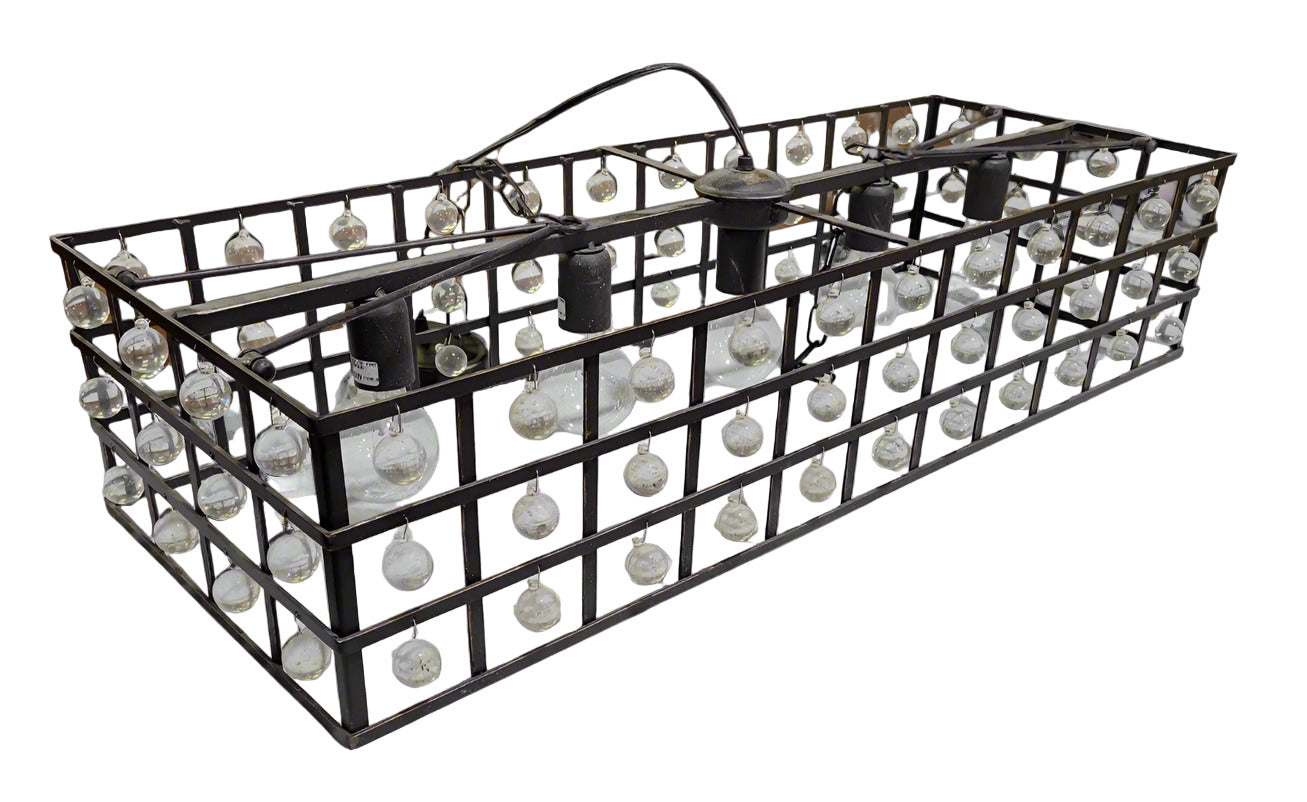 Italian Modern Industrial Crystal Cage Chandelier