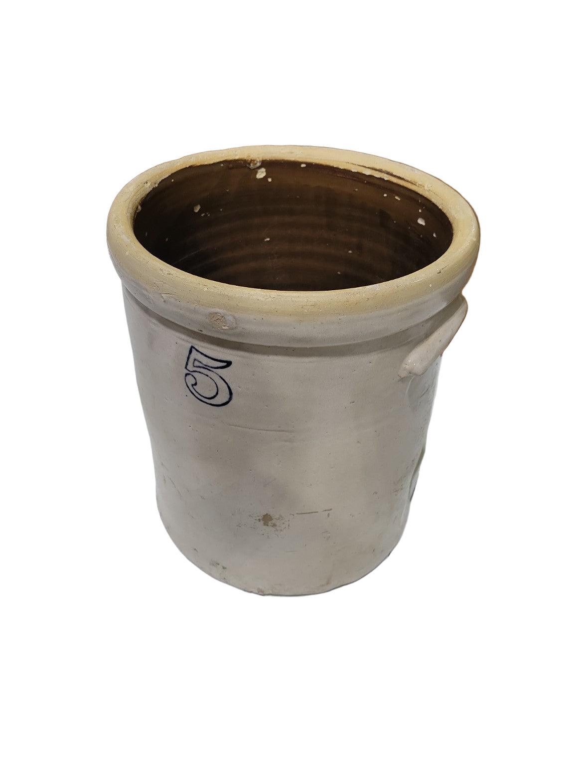 Antique 5-Gallon Stoneware Crock with Handles