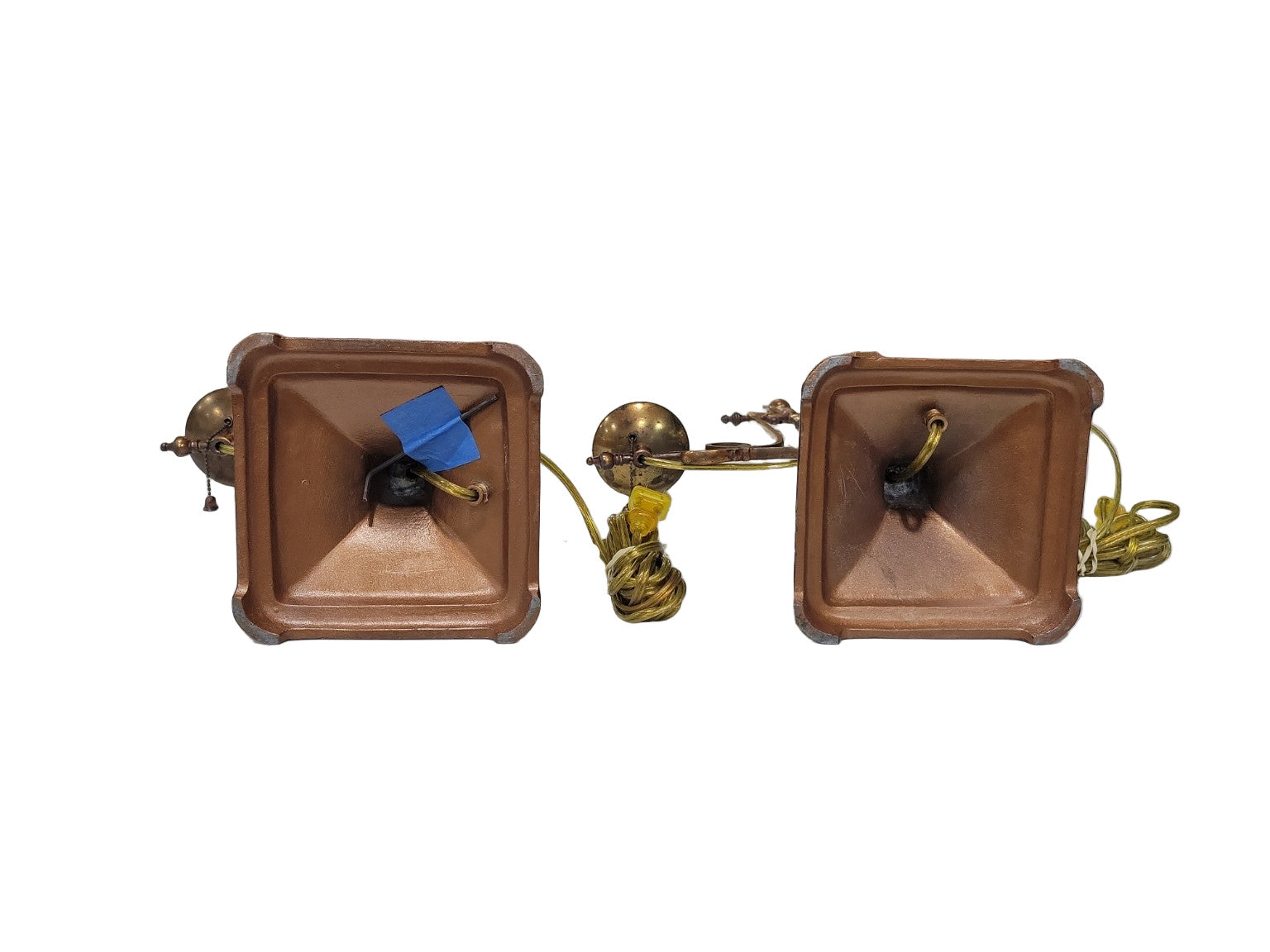 Pair of Vintage Brass Double Arm Table Lamps with Pull Chains