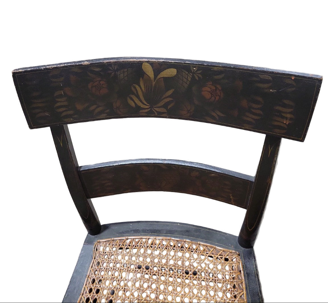 Antique Hand-Painted Hitchcock Style Chair with Caned Seat
