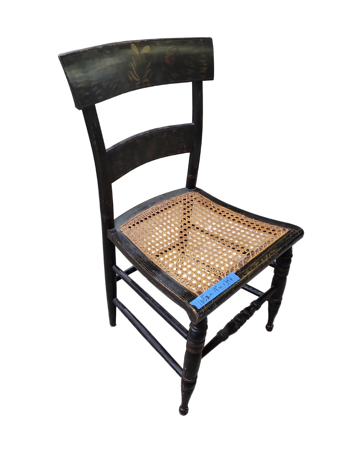 Antique Hand-Painted Hitchcock Style Chair with Caned Seat