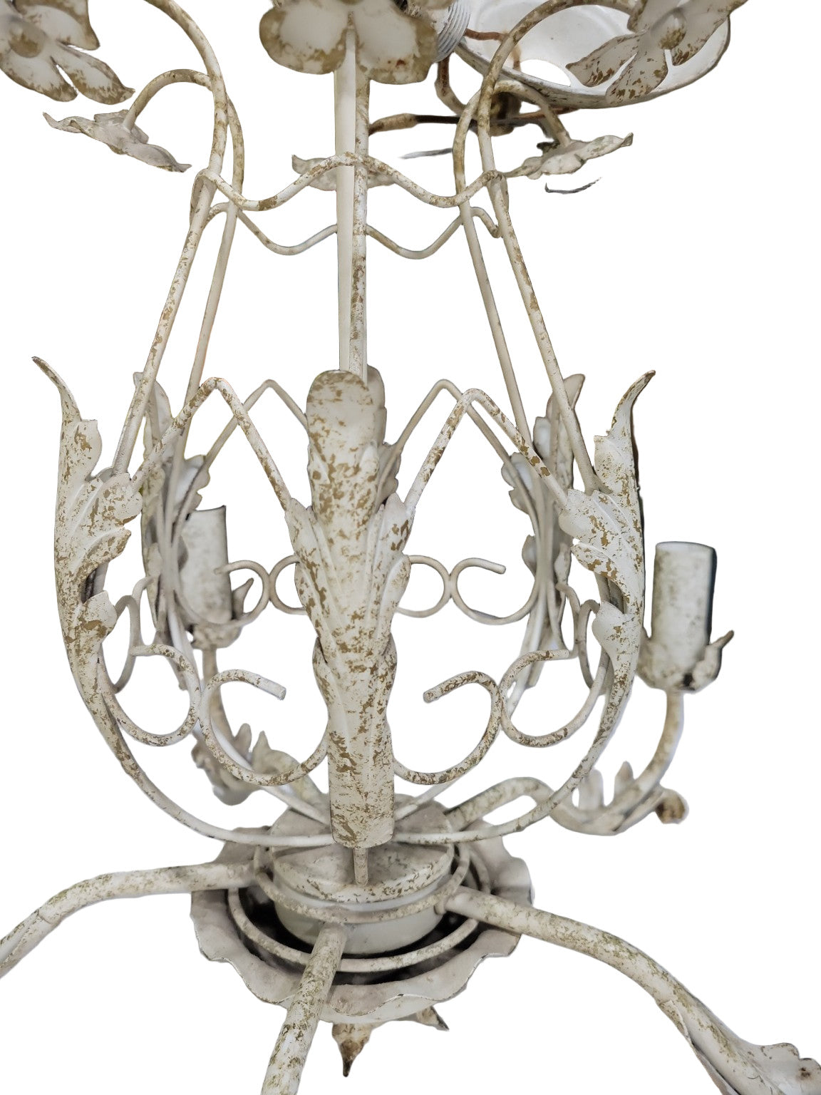 Vintage 5-Arm Froelich Lightcraft Metal Chandelier – Sponge Finish