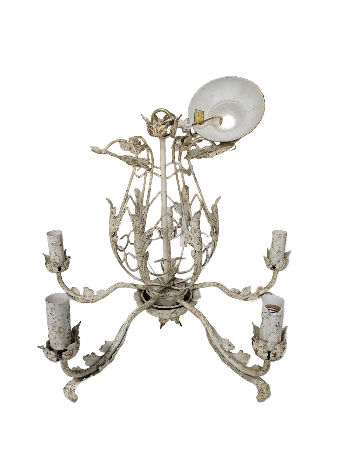 Vintage 5-Arm Froelich Lightcraft Metal Chandelier – Sponge Finish