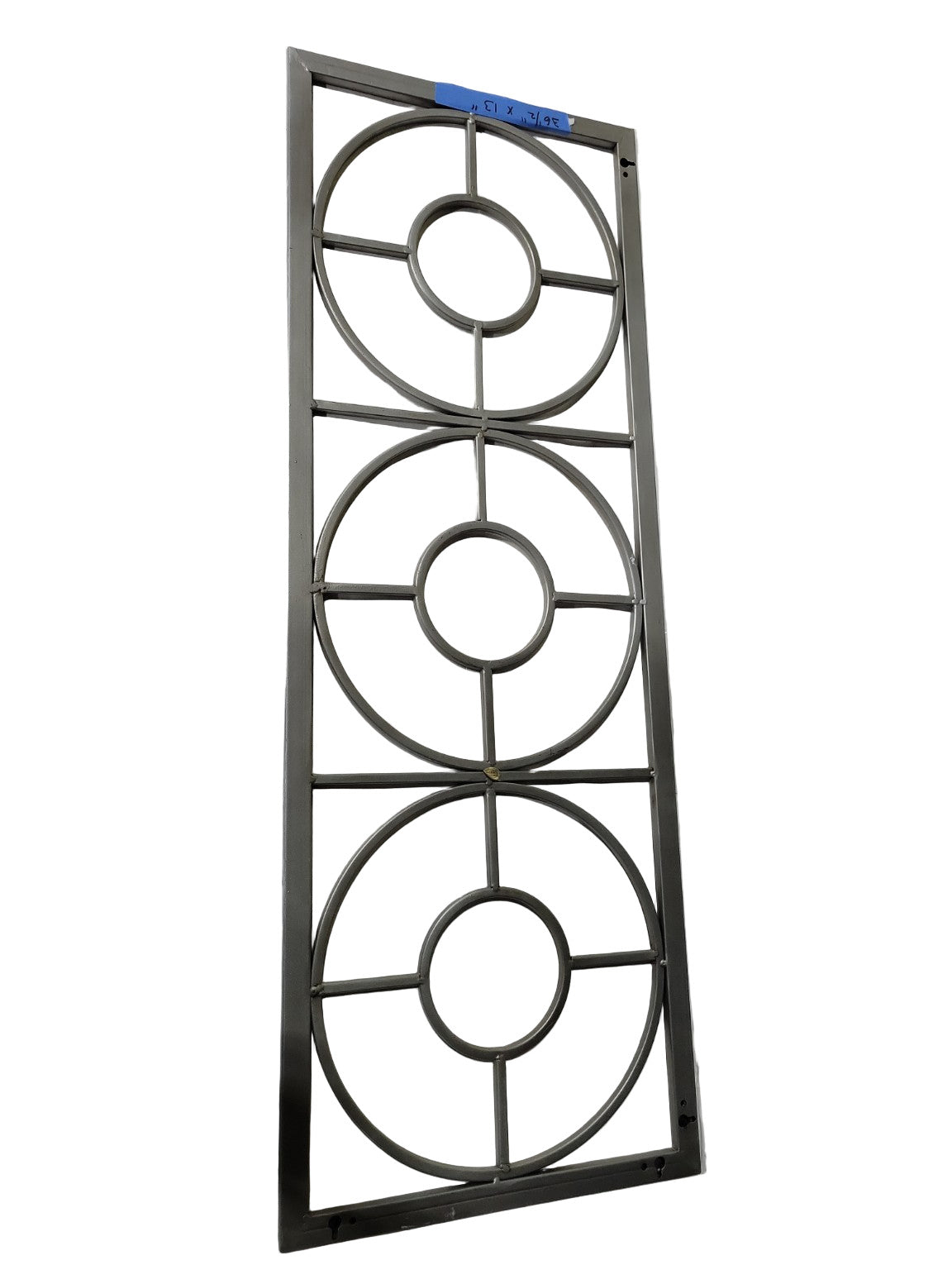 Vintage Grey Metal Wall Decor Panel – Circular Pattern Design – 36 ½” x 13”