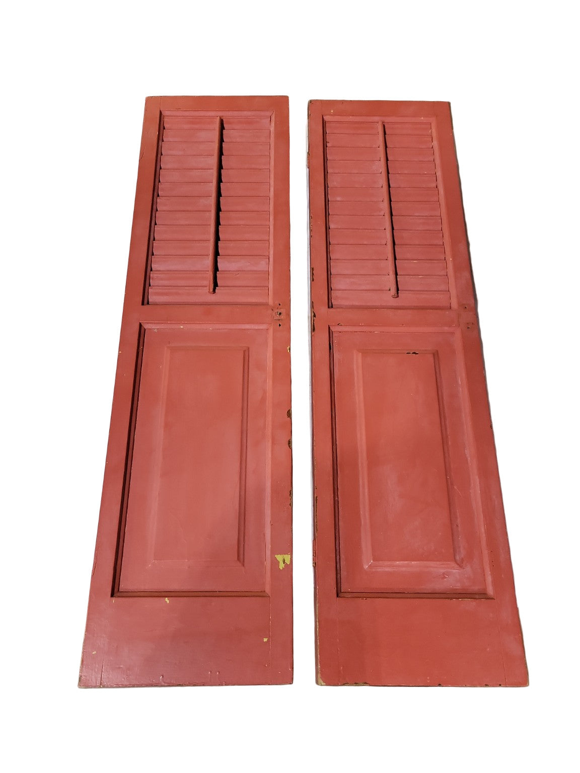 Antique Wooden Louvered Shutters – 34 ½" x 18 ½" x 1"