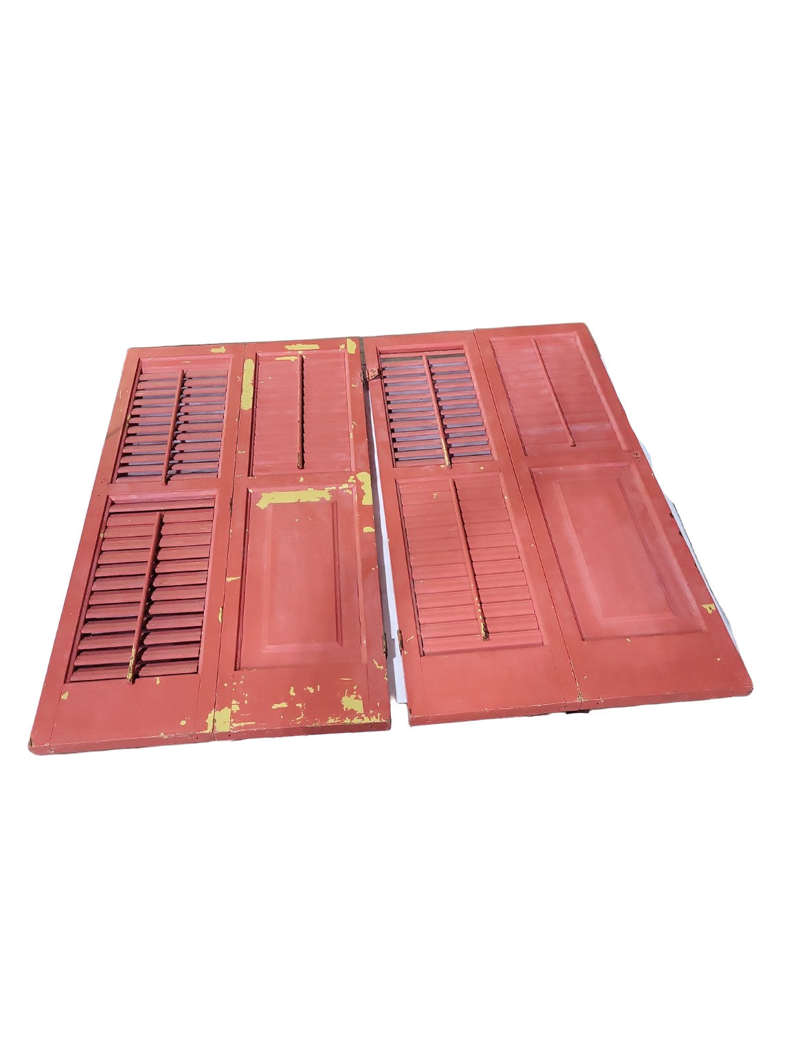 Antique Wooden Louvered Shutters – 34 ½" x 18 ½" x 1" (Per Pair)