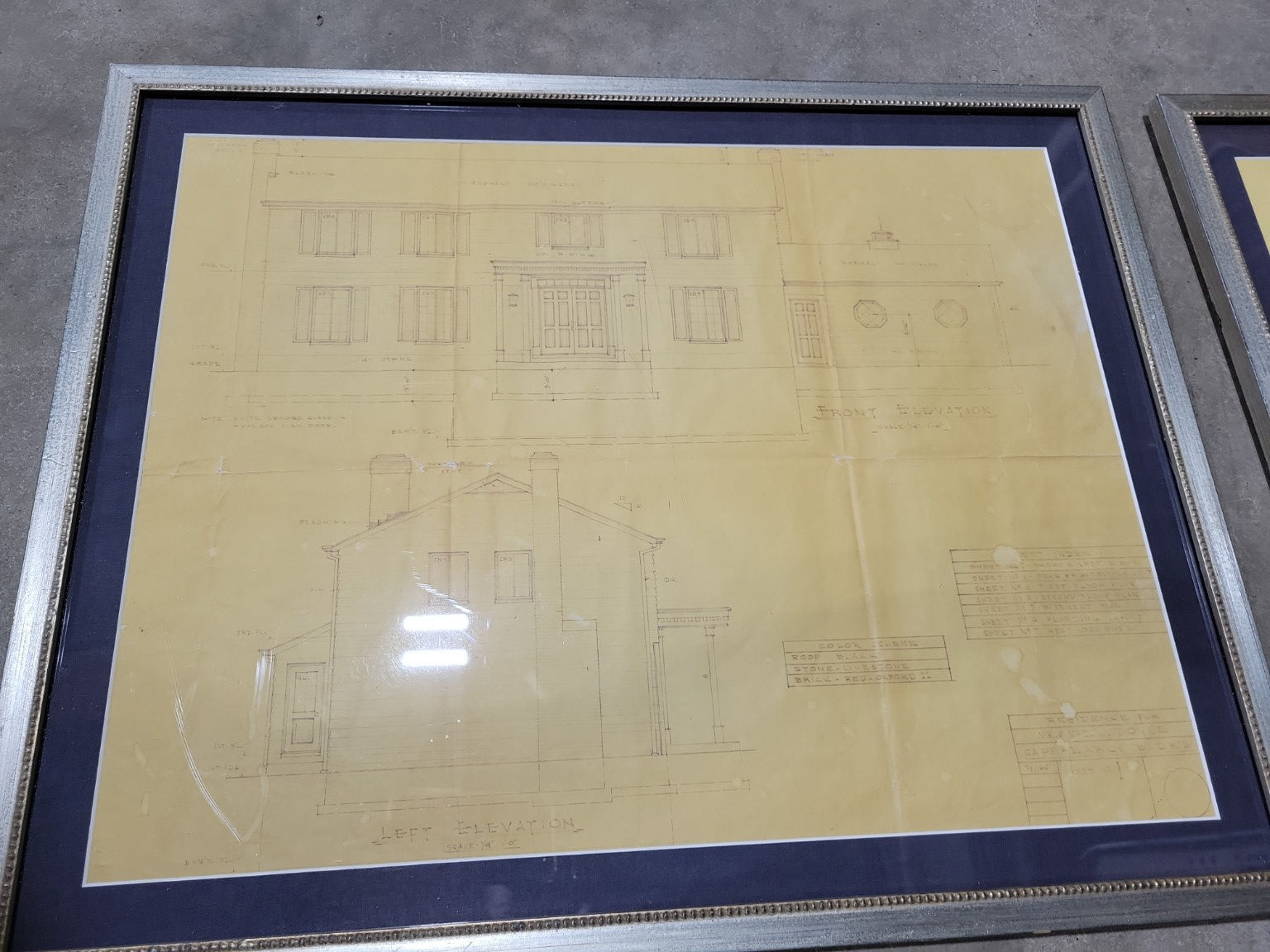 Framed Mid-Century Architectural Blueprints – “Cape-Early Bldrs” Set of 4 (Residential Design, 1966)