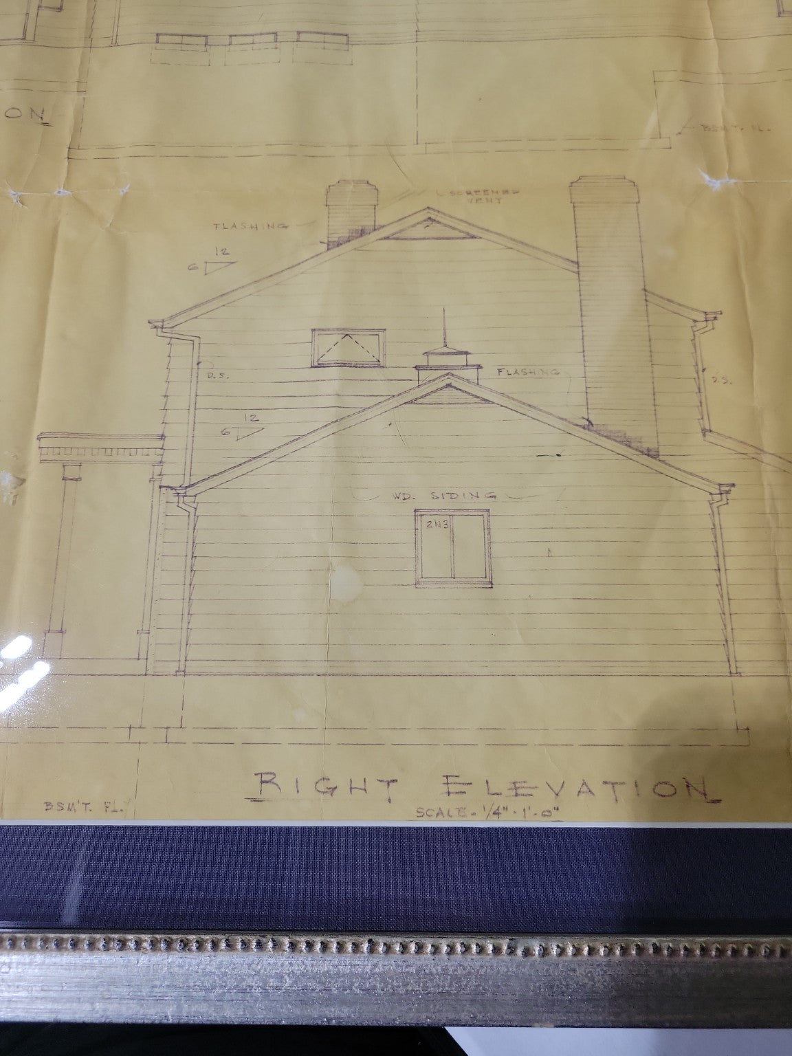 Framed Mid-Century Architectural Blueprints – “Cape-Early Bldrs” Set of 4 (Residential Design, 1966)