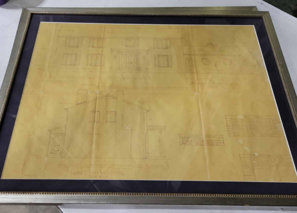 Framed Mid-Century Architectural Blueprints – “Cape-Early Bldrs” Set of 4 (Residential Design, 1966)