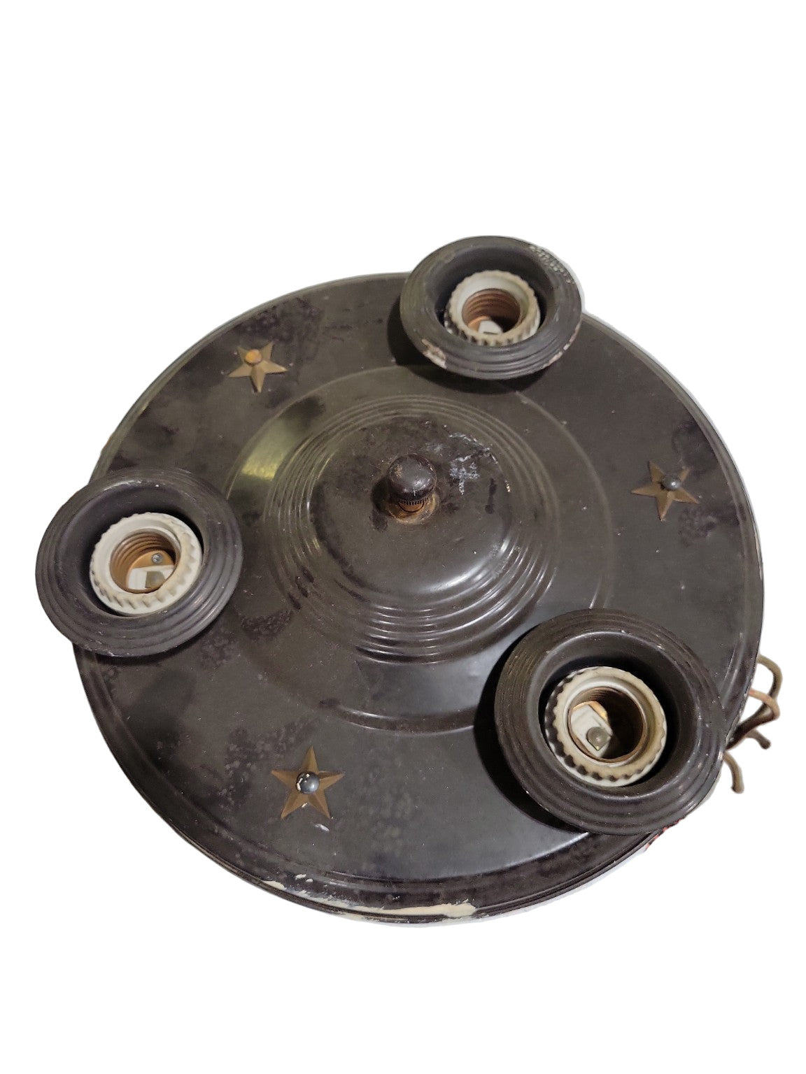 Vintage 3-Light Metal Ceiling Mount Fixture with Star Accents