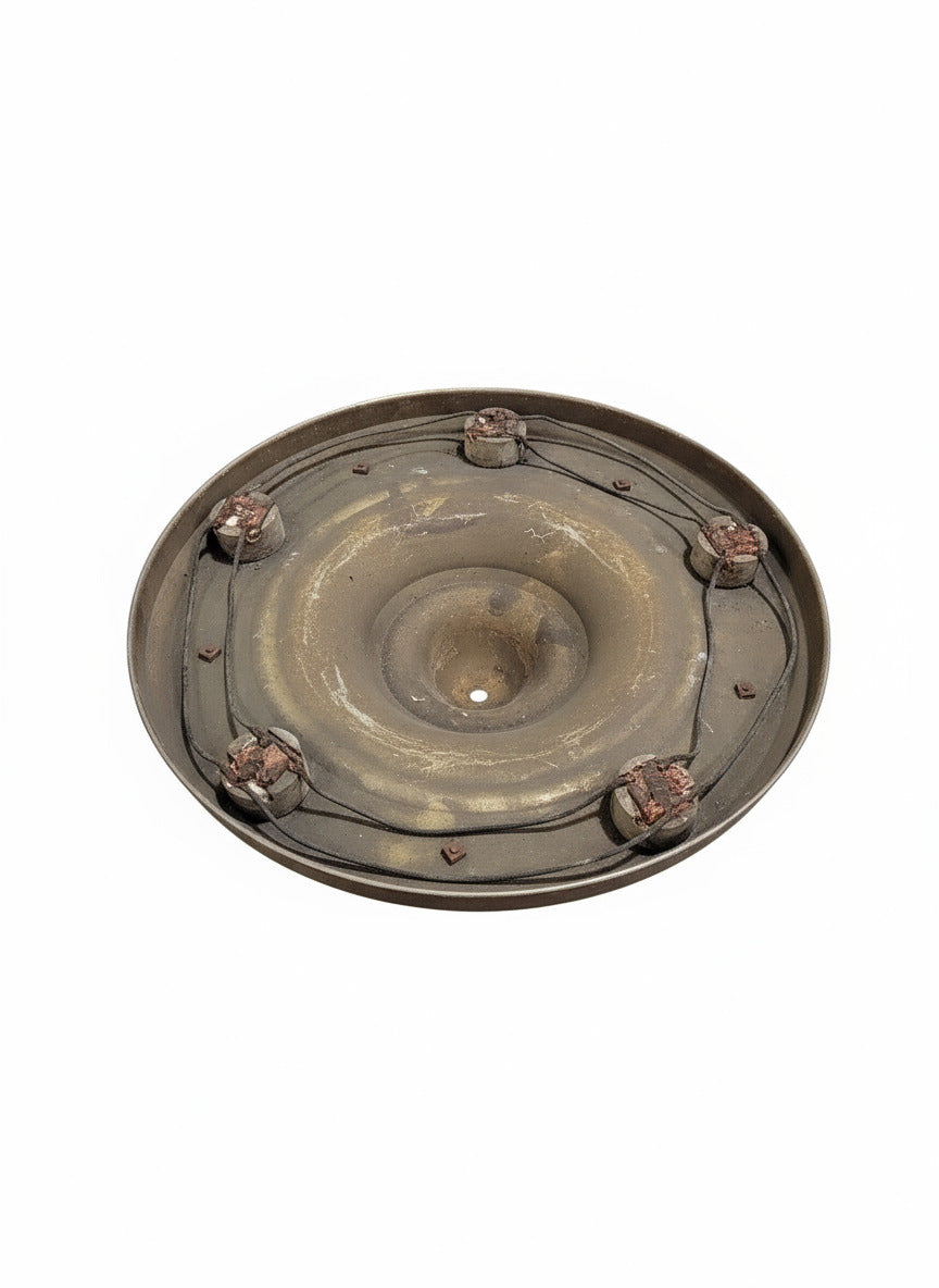 Antique Five-Light Cast Metal Ceiling Mount Fixture with Floral Accents
