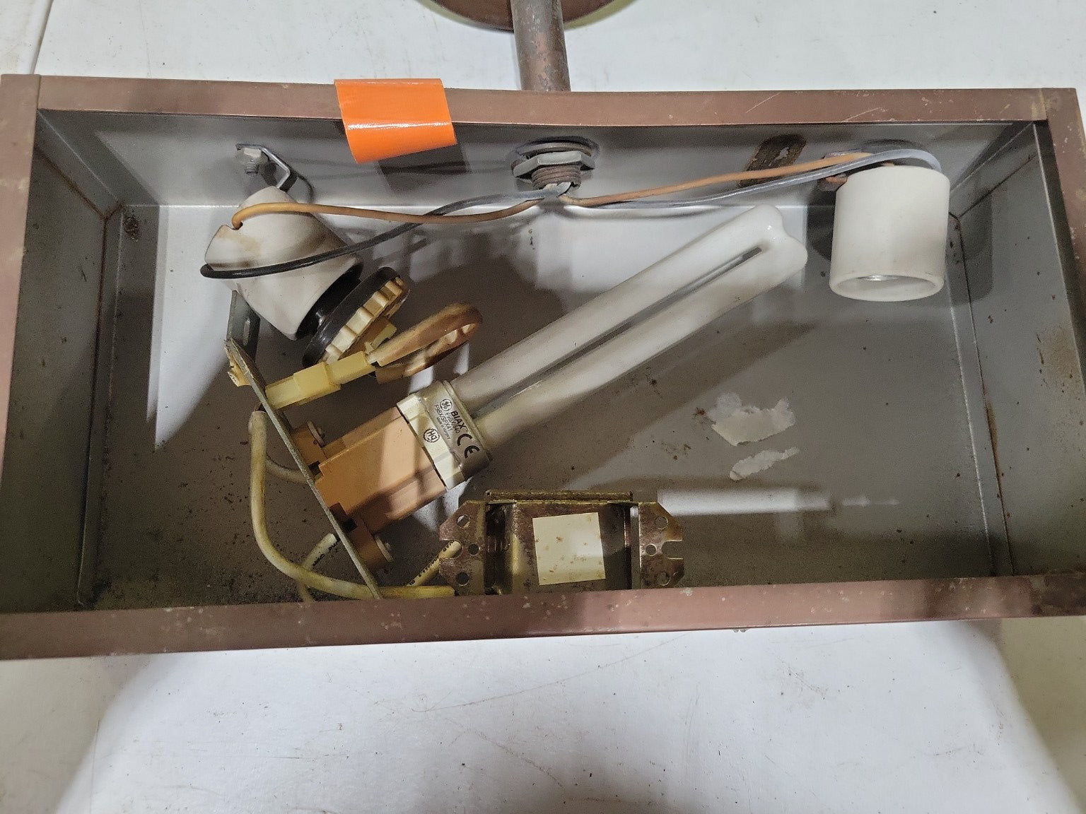 Vintage Industrial Fluorescent Wall or Ceiling Fixture Box – 12" x 13" x 5 ¼"